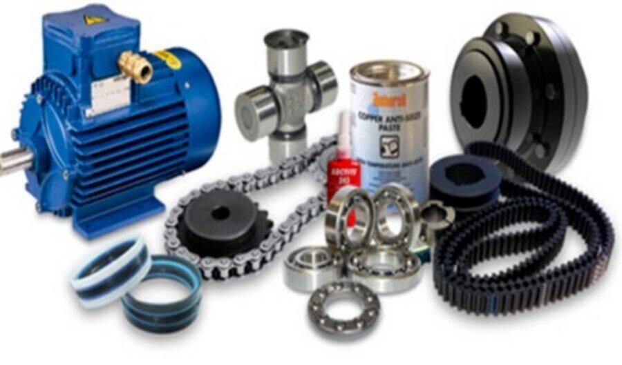 Motors, bearings, couplings, chains, belts and mechanical spares